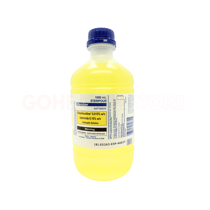 美國 Baxter 0.015% Chlorhexidine & 0.15% Cetrimide 傷口清洗消毒藥水 1000ml AHF7969HK