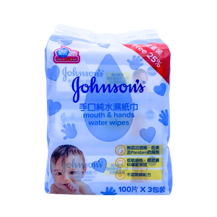 Johnson's 手口純水濕紙巾 100片 x 3 包裝
